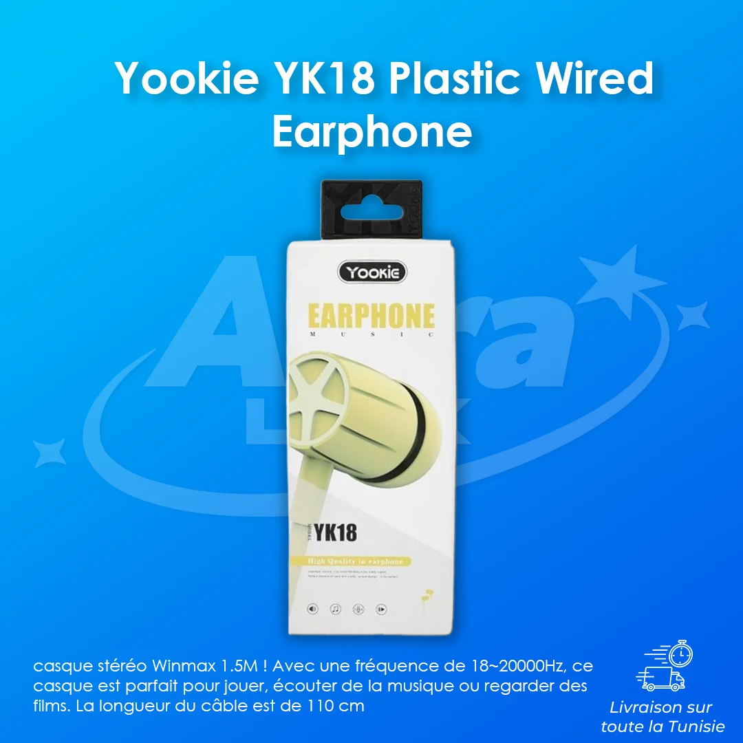 Yookie YK18 Plastic Wired Earphone With Modern Design And Microphone - White Headphones Headset