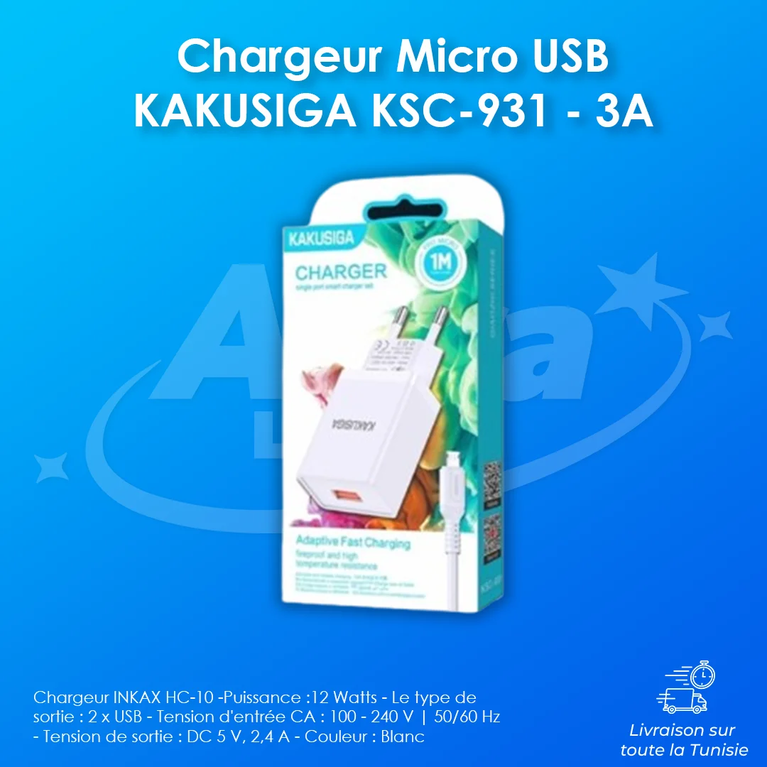 Chargeur Micro USB KAKUSIGA KSC-931 - 3A