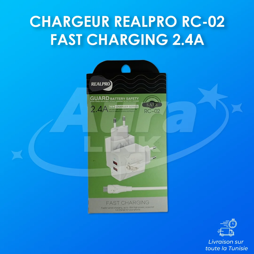 Chargeur Micro USB 2.4A 12W REALPRO RC-02