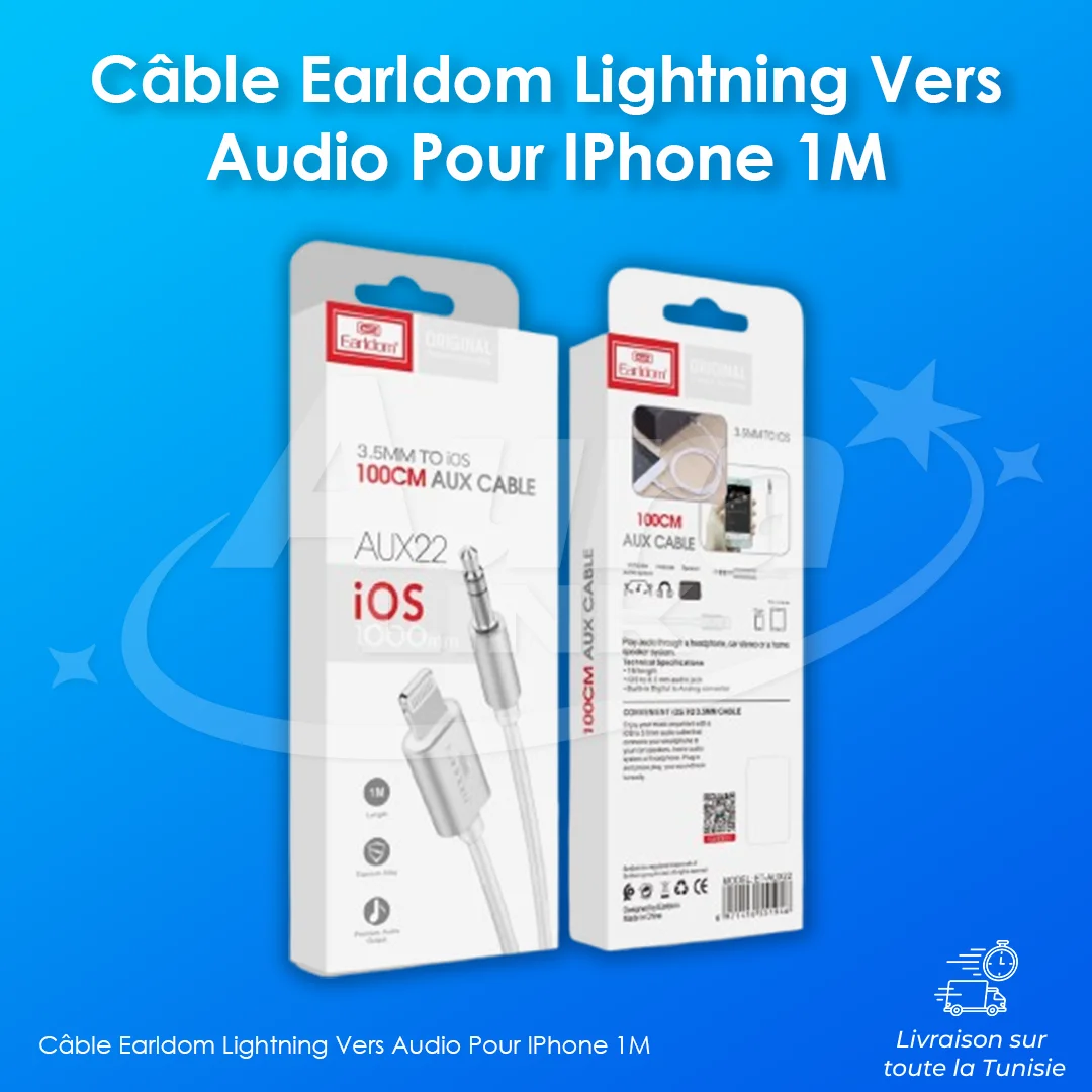 Câble Earldom Lightning Vers Audio Pour IPhone 1M
