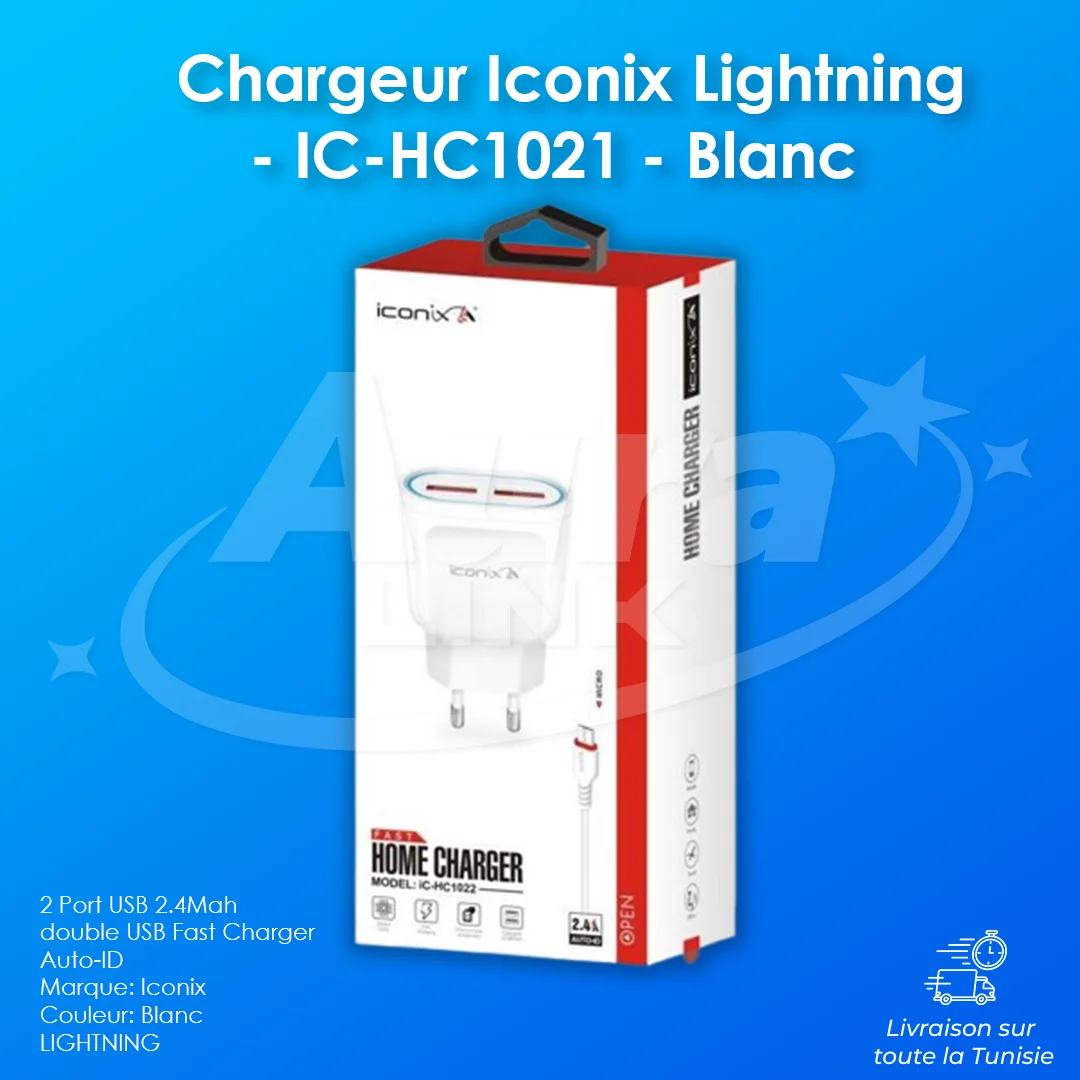 Chargeur Iconix Lightning - IC-HC1021 - Blanc