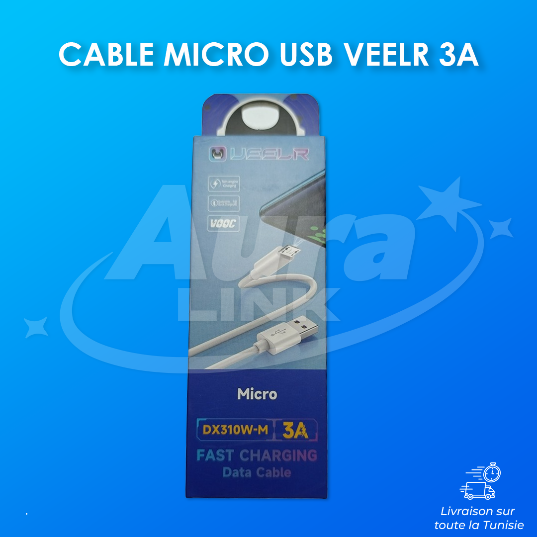 CABLE MICRO USB VEELR 3A