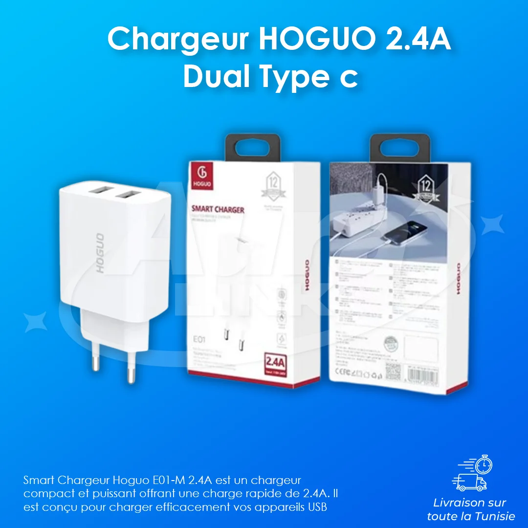 Chargeur HOGUO 2.4A Dual Type c