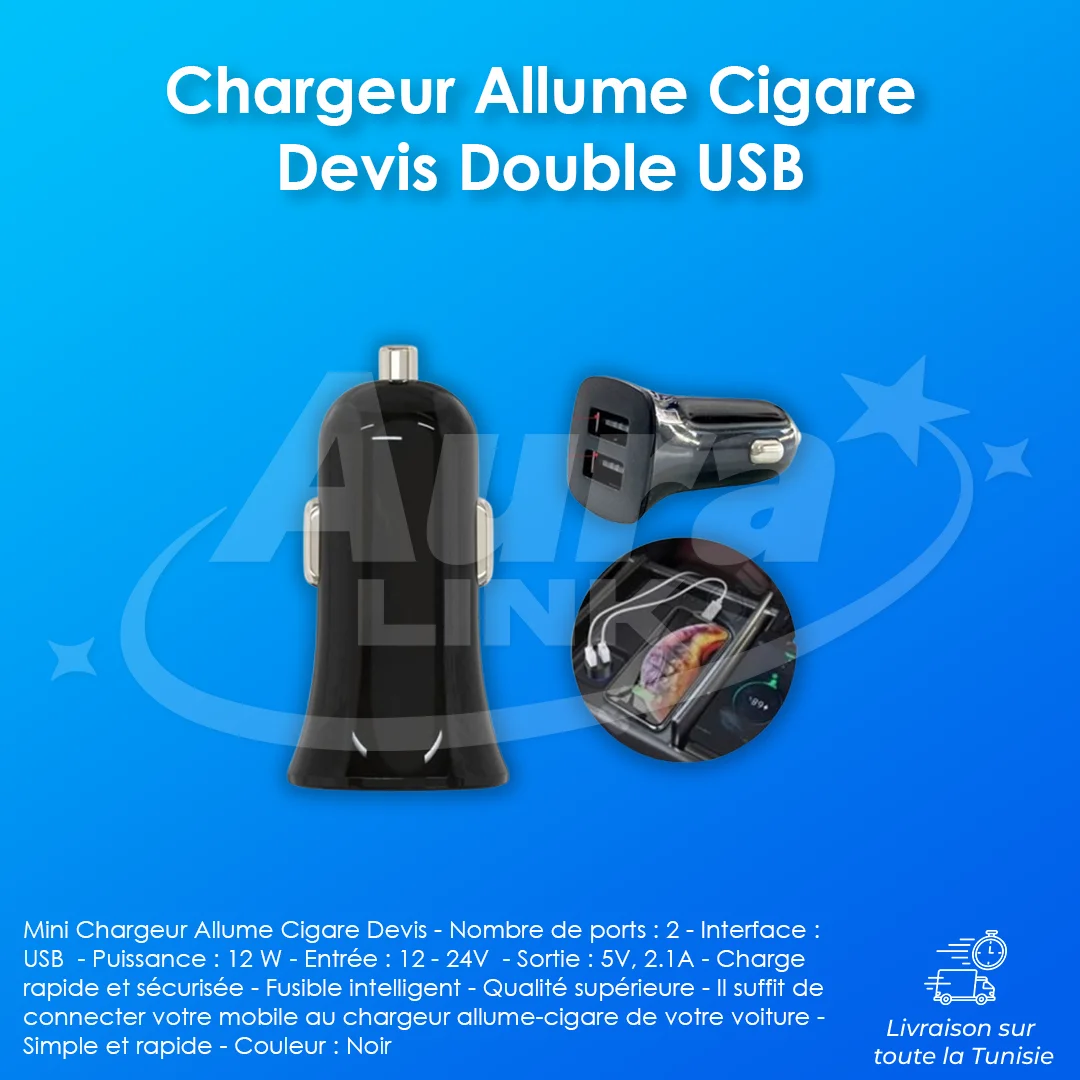 Chargeur Allume Cigare DZ17 Double USB
