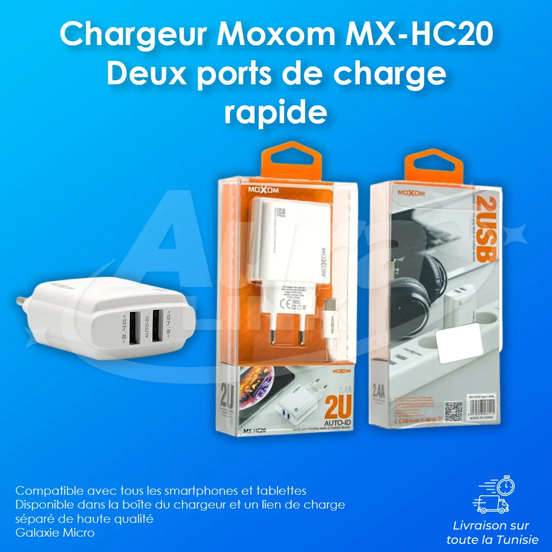 Chargeur électrique Moxom MX-HC20 Deux ports de charge rapide