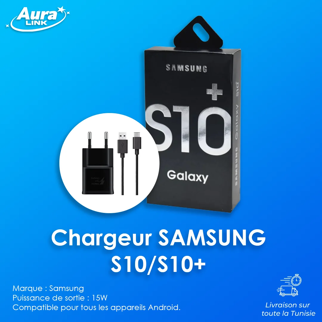 Chargeur Samsung S10/S10+, 15W, charge rapide, compatible pour tous les appareils Android